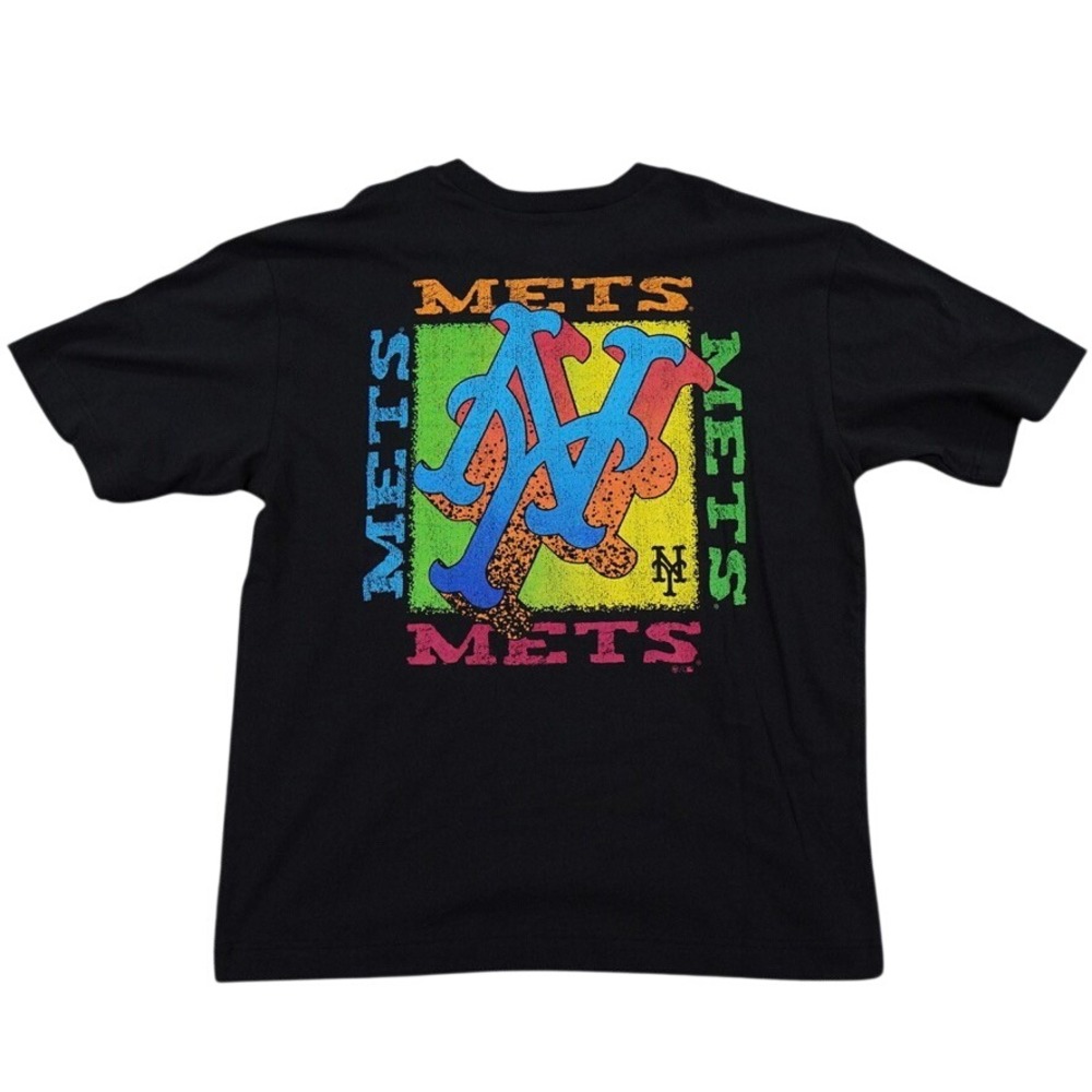 47 New York Mets T Shirt Mens L Black Multi Color Logo Streetwear MLB NWT